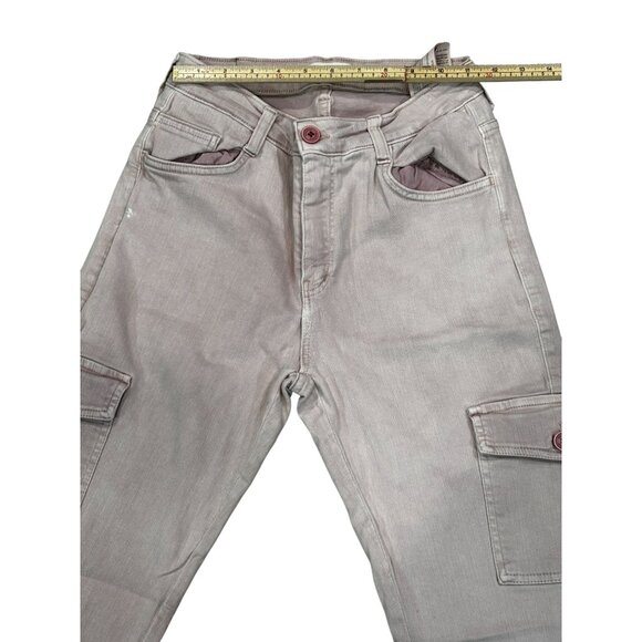 Pink Flared Cargo Pants Women Size 40 By Brownie Made In Spain Cotton Blend - Picture 7 of 8